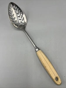 Ekco Eterna Slotted Cooking Spoon Tool Rustic Wooden Handle - Picture 1 of 6