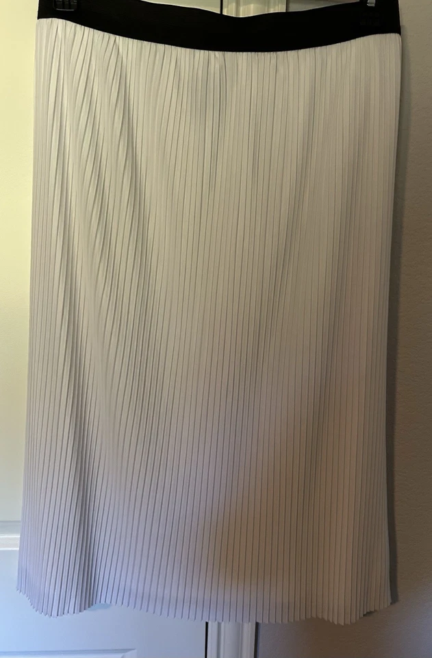 Falda midi plisada blanca Attention cintura elástica L fluida ligera Foto 1 de 4