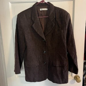 Vtg Tweeds Women Brown Wool Blazer 10 Lined Academia Classic Preppy Shoulder Pad - Picture 1 of 13