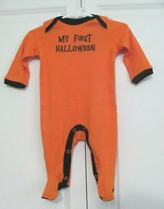 NWT 3 MO. UNISEX ORANGE "MY FIRST HALLOWEEN" L/S SLEEP & PLAY ONE-PIECE - Picture 1 of 3
