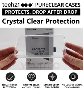 Tech21 Pure Clear Tough Phone Case Back Cover for Samsung Galaxy iPhone Huawei - Picture 1 of 41