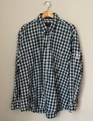 Vintage Chesterfield Men's XL Luxury Twill Plaid Button Down Shirt Cowboy Up - Image 1 of 4