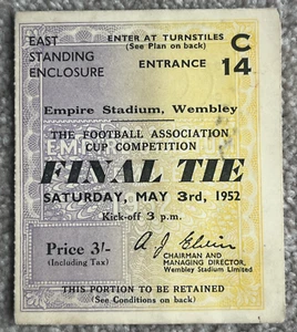 1952 FA Cup Final Ticket Newcastle United v Arsenal at Wembley - Picture 1 of 2