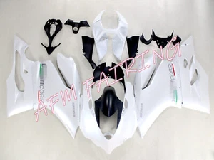 Pearl White Black ABS Injection Bodywork Fairing Panels for 899 Panigale 2012-14 - Picture 1 of 7