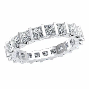 Genuine Princess Cut Diamond 2.75Ct Shared U-Bar Eternity Band Ring 950 Platinum - Picture 1 of 3
