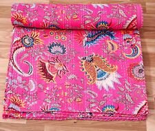 Kantha Quilt Blanket Handmade Bedding Quilts Queen Size Bedspread Decor Coverlet
