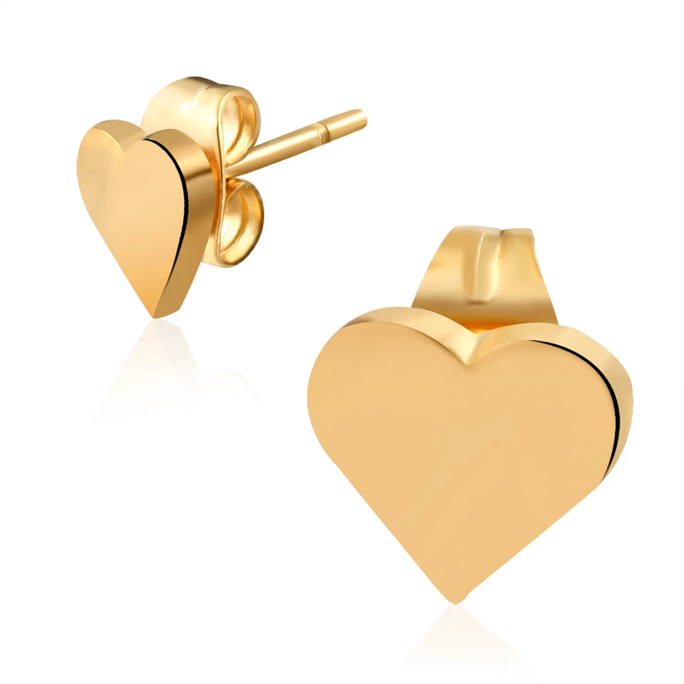 2er Set Pendiente de Botón Piercing 316L Acero Inox Corazón Heart Oro Rosa Mujer - Imagen 1 de 1