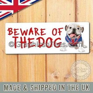 BEWARE OF THE DOG GATE SIGN HOUSE DOOR ALUMINIUM METAL PLAQUE - Picture 1 of 3