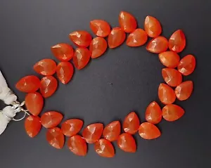 Natural Carnelian Gem 10x7 to 11x8 mm Tree of Life Leaves Shape Beads 7" - Picture 1 of 5