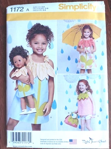 Simplicity 1172 Matching Girls & 18" Doll Dress, Top, Shorts Pattern Size 3-8 - Picture 1 of 2