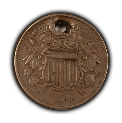 1864 2c Two Cent Piece - Small Motto Key Variety - SKU-B4366 - Image 1 of 4