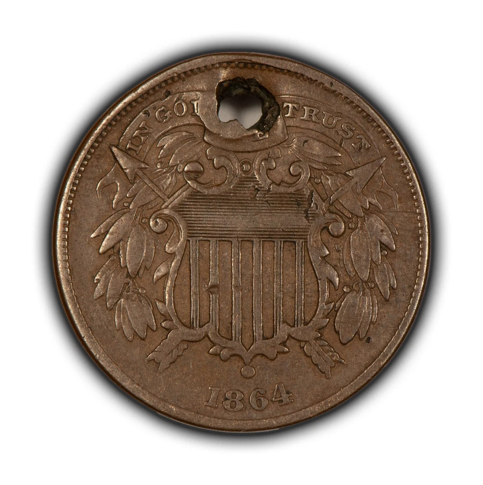 1864 2c Two Cent Piece - Small Motto Key Variety - SKU-B4366 - Image 1 of 4