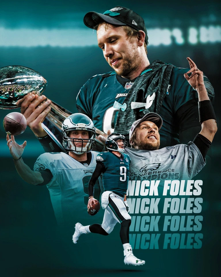 Foto de futebol americano NFL Nick Foles colagem aposentadoria Philadelphia Eagles 8x10 - Imagem 1 de 1