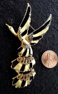 Black & White Flying Duck Pin hinged tail Turn style clasp Jeweled eye - Picture 1 of 5
