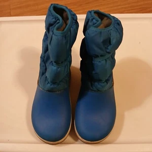 CROCS LODGEPOINT BOOTS Size C13 Blue Boy Girl Boot Snow Winter Puff Top Kids 13 - Picture 1 of 8