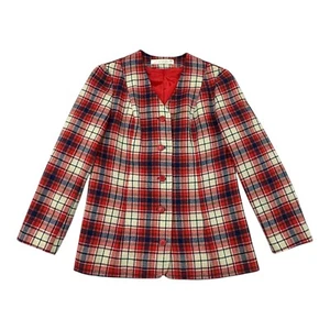 VTG Young Pendleton Youth Girls 11-12 Tartan Plaid Blazer Coat 100% Virgin Wool - Picture 1 of 6