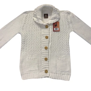 WOMEN HANDMADE ANDEAN ALPACA WHITE SWEATSHIRT SWEATER CARDIGAN XS - Picture 1 of 8