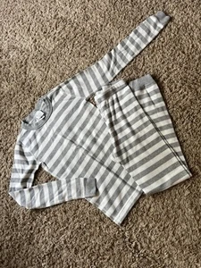 Hanna Andersson Boys Girls Size 10 Grey Striped LS Cotton Pajamas Set - Picture 1 of 4