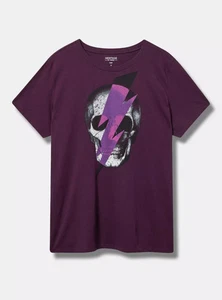 Skull Bolt Jersey Crew Tee Women's Plus 3X Purple - Picture 1 of 2