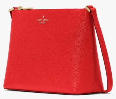 Bolso Bandolera Kate Spade Leila Cartera de Cuero Guijarro Rojo KG464 NUEVO CON ETIQUETAS $299 Venta al por menor F Foto 1 de 4