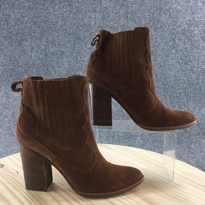 Dolce Vita Botas Mujer 11 Western Cuero Marrón Tirar de Bloque Tacones Punta Foto 1 de 4