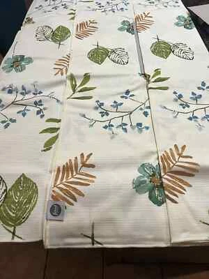 Food Network Tablecloth Harvest Foliage Cream Blues Flowers Greenery 81" X 58" - Image 1 of 4