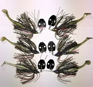 Vibrating Jig WEEDLESS 6 Total: WATERMELON PURPLE/RED/WHITE 3-3/8 3-1/2 - Picture 1 of 3