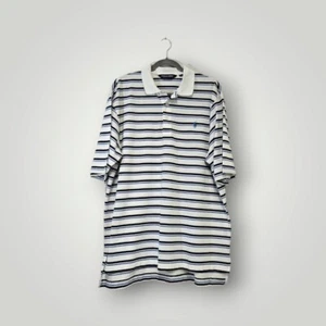 Polo Golf Ralph Lauren Para Hombres Polo a Rayas L Blanco Azul Marino Algodón Pima - Imagen 1 de 6