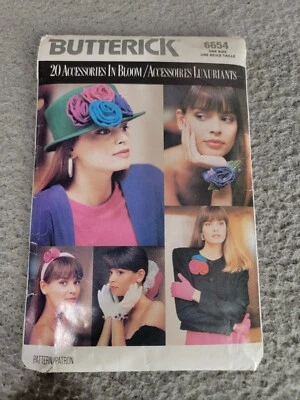Vintage Butterick Sewing Pattern #6654 Accessories in Bloom Flowers Hair 1980's - Image 1 of 4