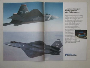 2-4/1991 PUB PRATT & WHITNEY YF119 MILITARY ENGINE ATF YF-22 YF-23 FIGHTER AD - Bild 1 von 1