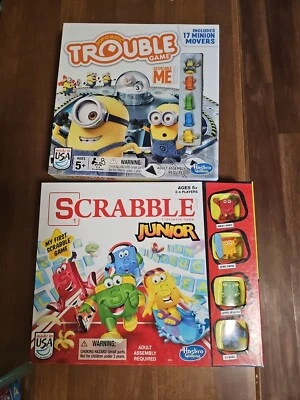  Hasbro Gaming ~ SCRABBLE JUNIOR & TROUBLE,  Complete. Age 5 Up.  - Image 1 of 4