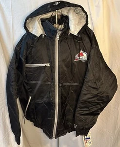 NWT Vintage NHL Colorado Avalanche Logo Athletic Puffer Zip Up Hooded Jacket 2XL - Picture 1 of 6