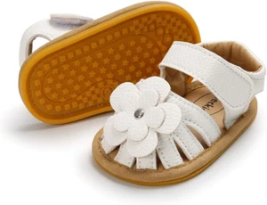 Baby Toddler Infant Girls PU Leather Soft Open Toe Summer Sandals Flower Princes - Picture 1 of 6