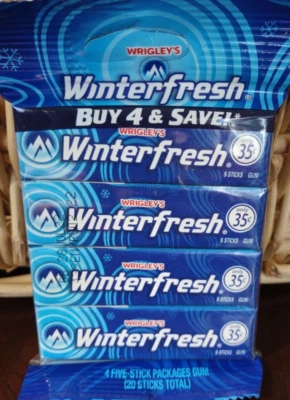 Goma Wrigley's Winterfresh 1 paquete de 4 con 5 palos Ea = 20 palos en total - nueva - ENVÍO 24 Foto 1 de 4