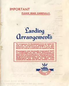 Cunard RMS 1956 Queen Elizabeth vapor itinerario regla folleto arreglo B654 - Imagen 1 de 5
