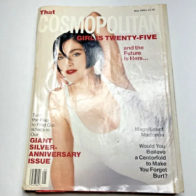 Cosmopolitan Magazine May 1990 25th Anniversary MADONNA, Hasselhoff Foldout Foto 1 de 4