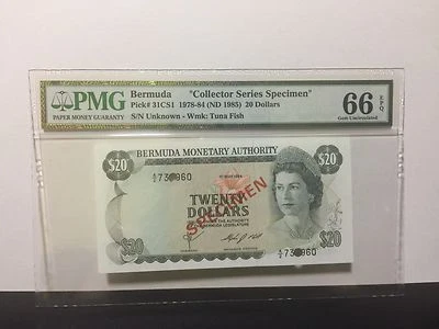 1984 Bermuda QEII $20 P-31CSI "SPECIMEN" Banknote PMG 66 EPQ - Image 1 of 2