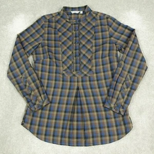 Camicia donna Rohan Burren Smock UK 10 marrone blu a quadri con bottoni manica lunga - Foto 1 di 9