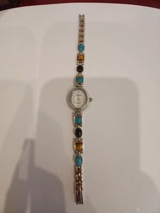 LA Express ladies wrist watch with gemstone band mother of pearl face - Picture 1 of 3
