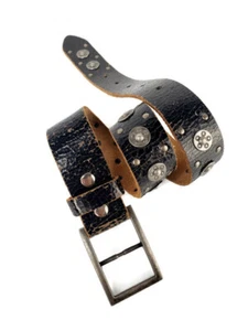 Rockin Robin black distressed studded leather youth belt. Only 1 Left! - Picture 1 of 4