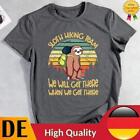 Sloth Hiking Team Funny T-Shirt Tee-Dark Grey-XXL