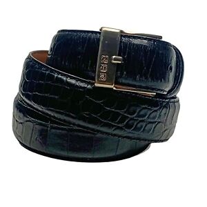 RALPH LAUREN 2220335-001 Black Croc Embossed Leather Belt Womens Size Medium