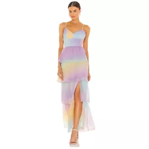 Amanda Uprichard Thaddea Maxikleid Rainbow Stufenkleid Gr. S NEU - Bild 1 von 5