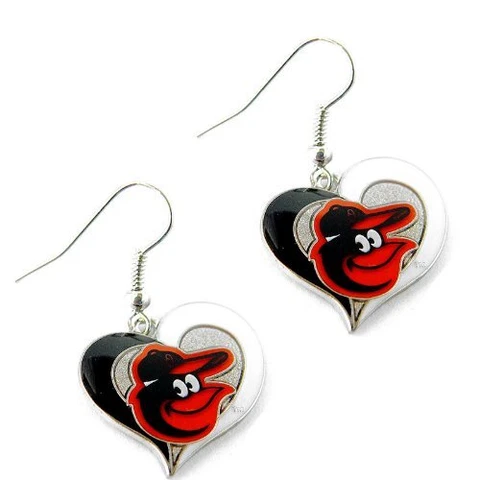 Baltimore Orioles Swirl Heart Earrings MLB New Cover