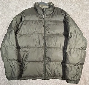 L.L. Bean Down Puffer Reversible Coat Olive Green Pockets Camping Hiking Men XXL - Picture 1 of 18