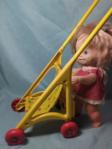 Vintage Tippee Toes Baby Doll Mattel 1980 & Her Stroller works All Original - Picture 1 of 24