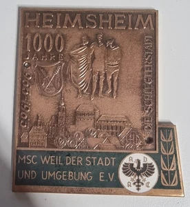 ADAC Plakette 1965 MSC Weil der Stadt Heimsheim - Rettenmaier - Maße 84x93mm - Foto 1 di 1
