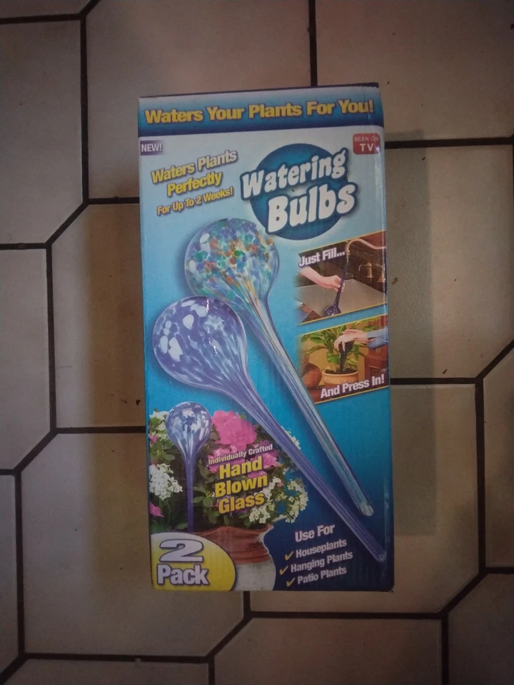 Nuevo paquete de 2 globos de agua acuática multicolor vidrio soplado a mano, plantas acuáticas Foto 1 de 4