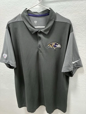 NFL Equipment Nike Men's Baltimore Ravens Short Sleeve Polo Shirt Grey Size XL - Image 1 of 4