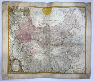 EMPIRE OF RUSSIA 1739 HAAS /HOMANN HRS LARGE ANTIQUE ENGRAVED MAP 18TH CENTURY - Picture 1 of 18
